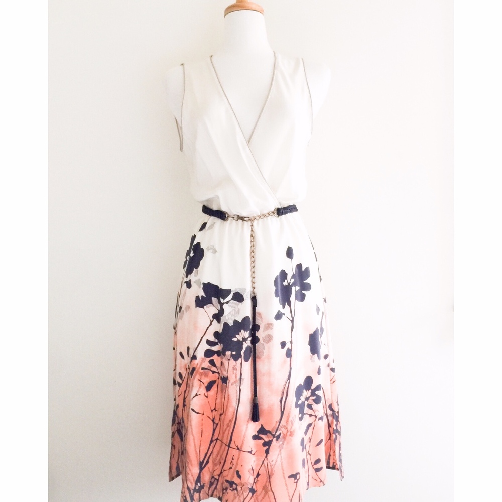 Akiko silk cream sleeveless wrap dress in Medium